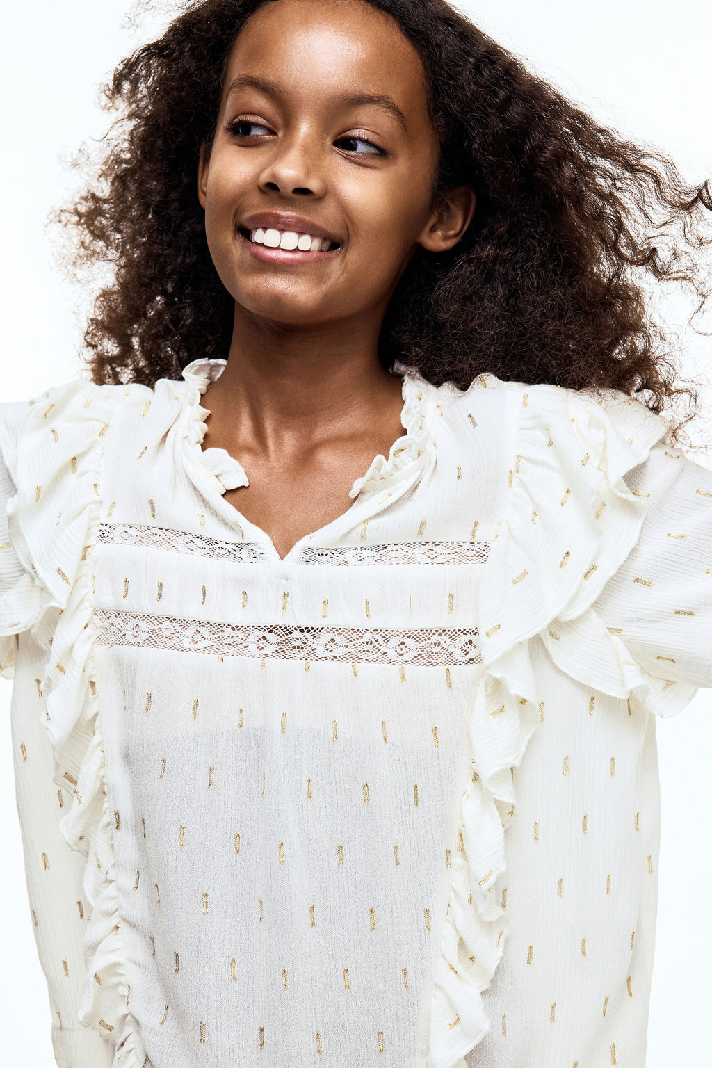 Blusa con ribetes de volante