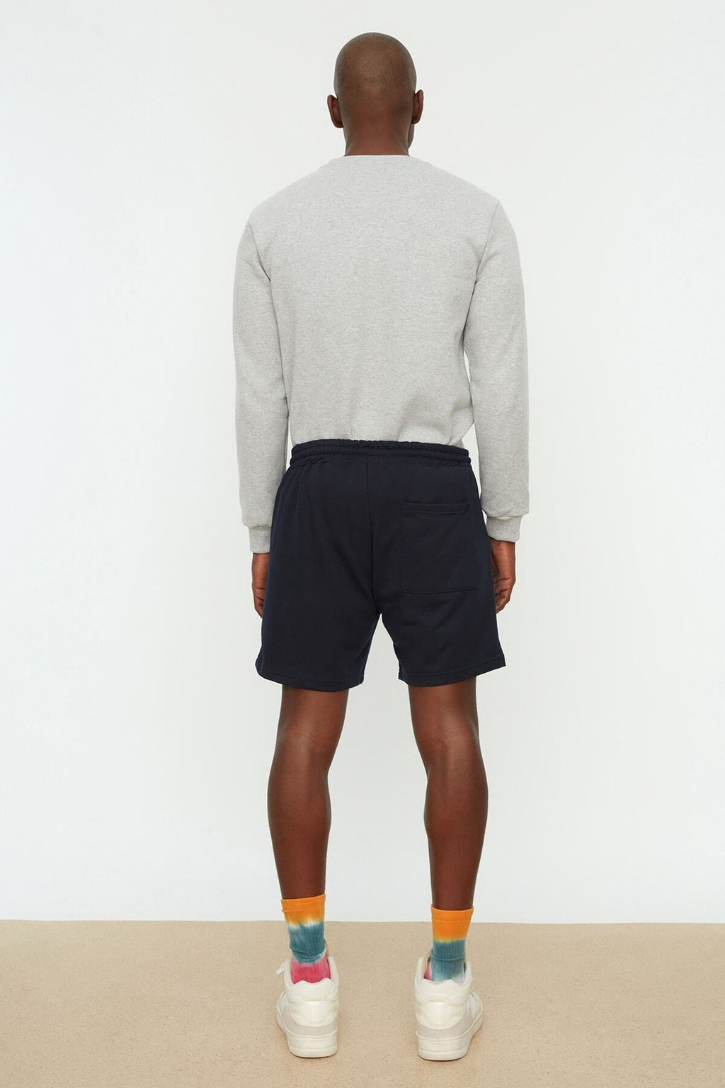 Lacivert Regular/Normal Kesim K?sa Boy PU Etiketli Lastik Belli Bagc?kl? Sort TMNSS22SR0403