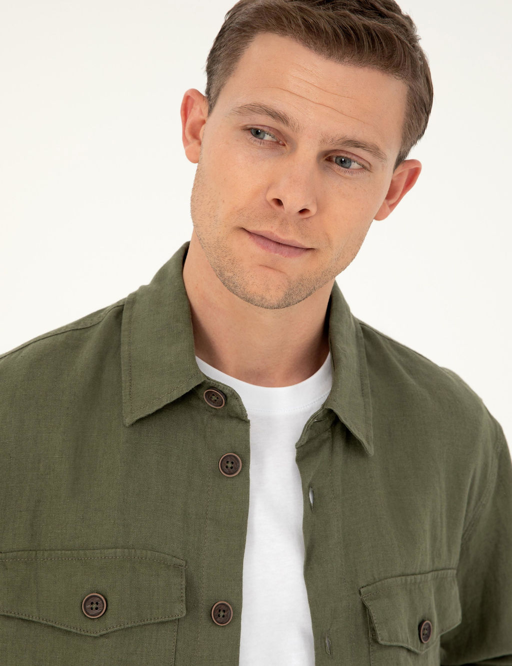 Рубашка с длинным рукавом стандартного кроя цвета хаки - Cacharel фото 2