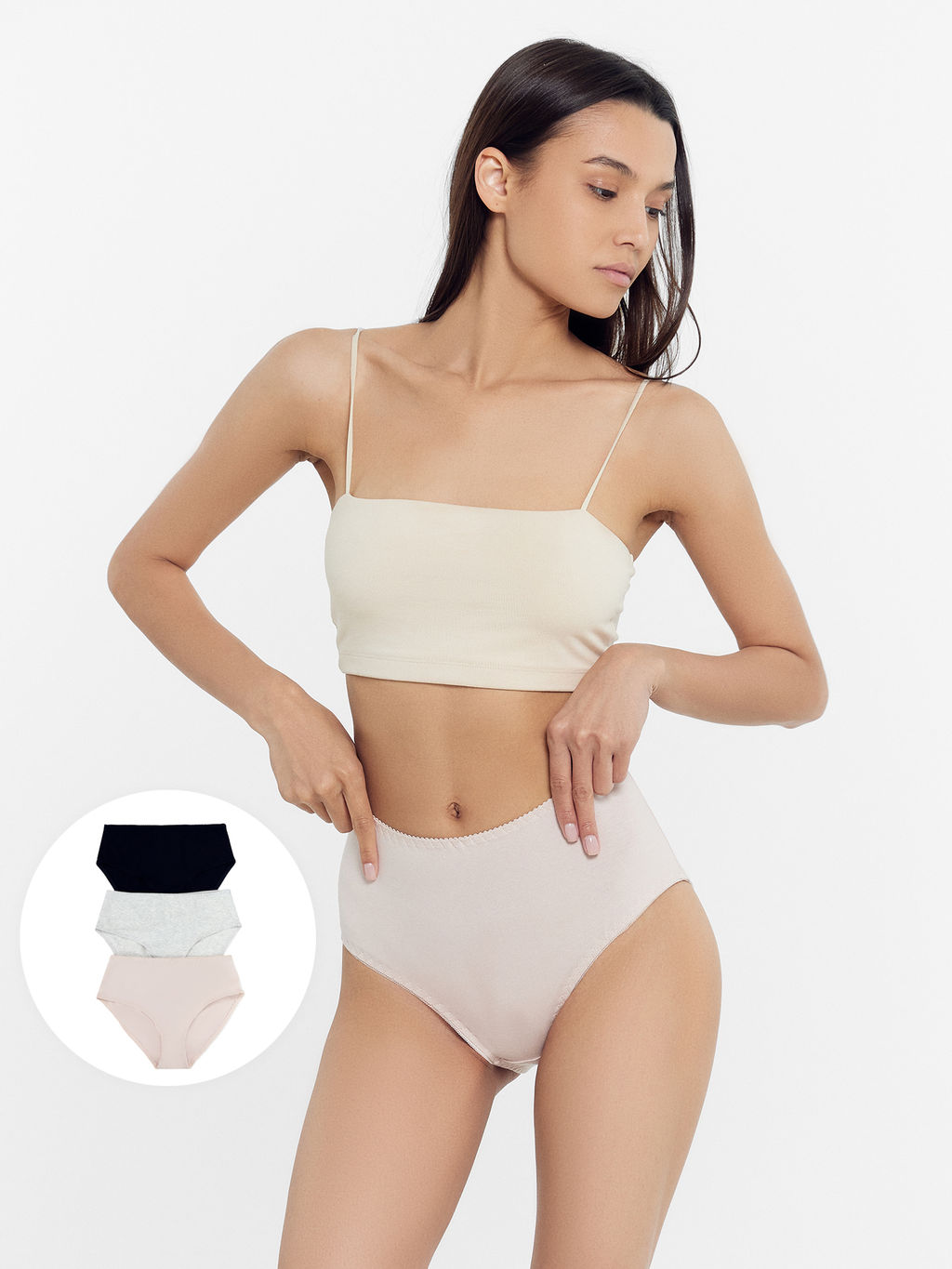 Трусы женские макси мультипак (3 шт.) в бежевом цвете экрю3 412075-3