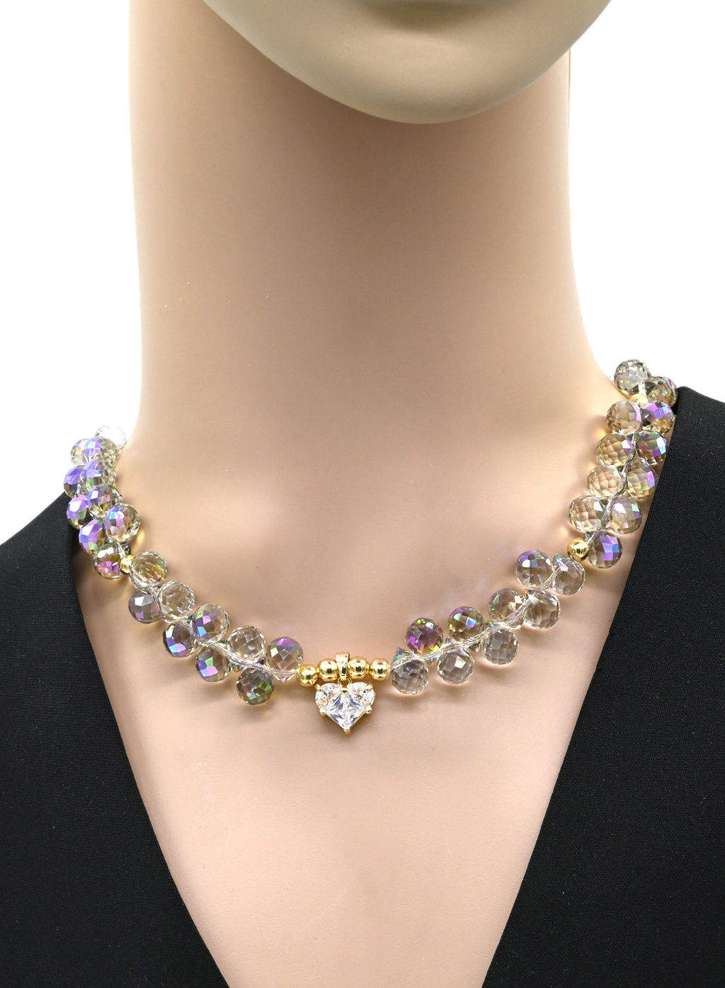 Чокер из циркона капля 10*8мм цв.хамелеон, 39см