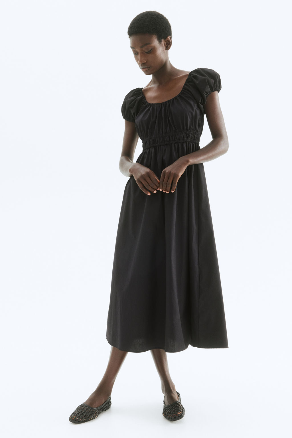 Vestido off-the-shoulder de popelina - H&m фото 4