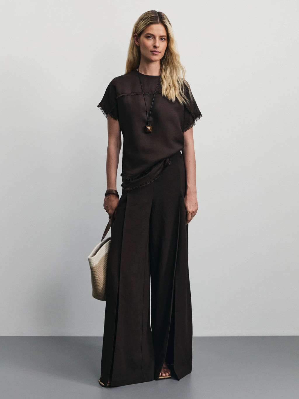 Блузка из вискозы и льна с бахромой / Zarina  фото 2