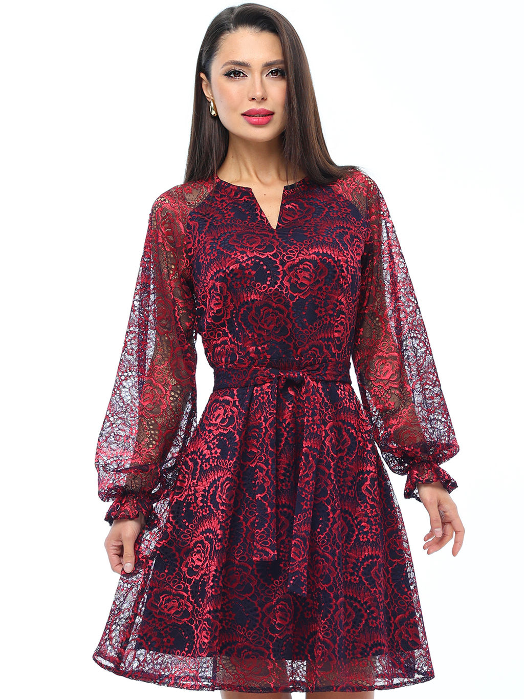 Платье из гипюра нарядное с поясом - Dstrend фото 2