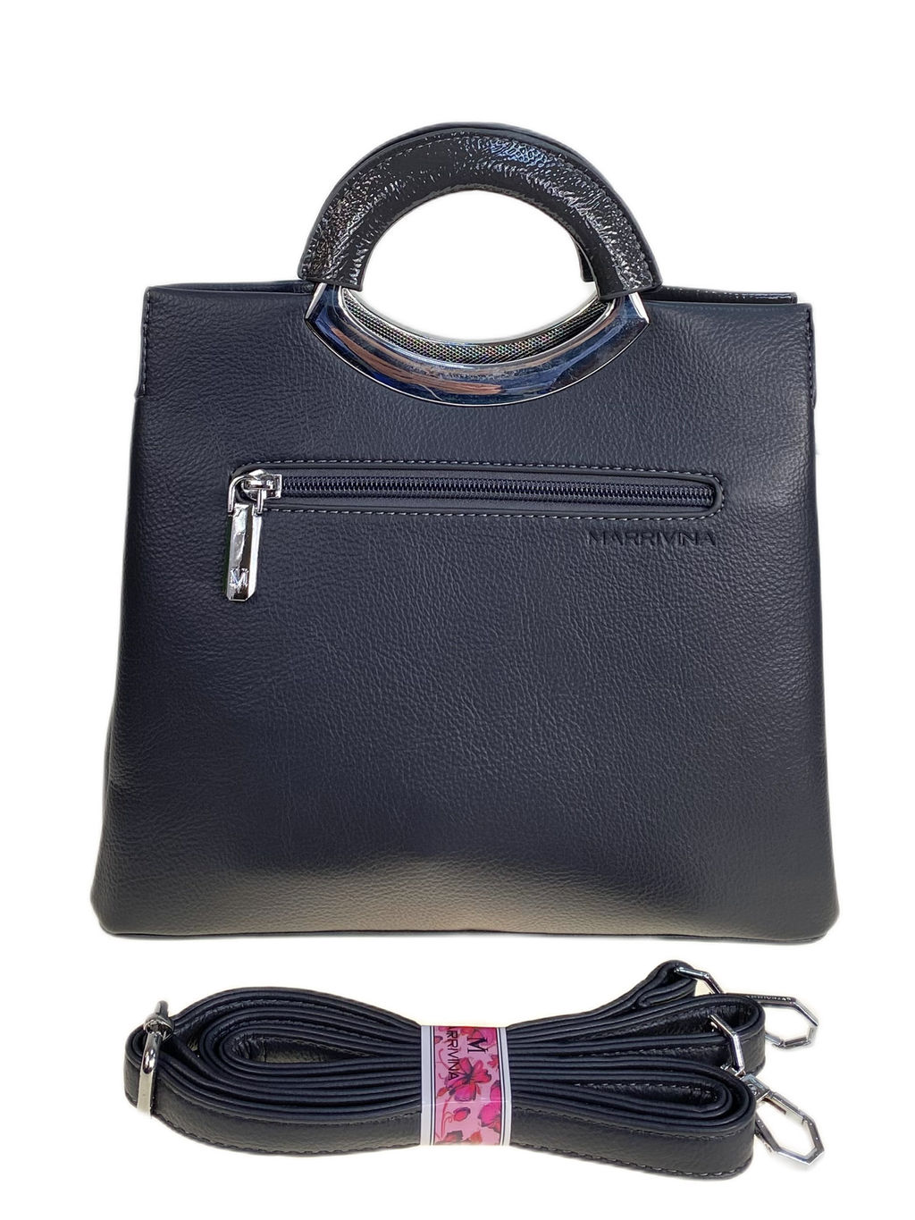 Женская сумка из искусственной кожи, цвет серо - черный - Greta фото 2