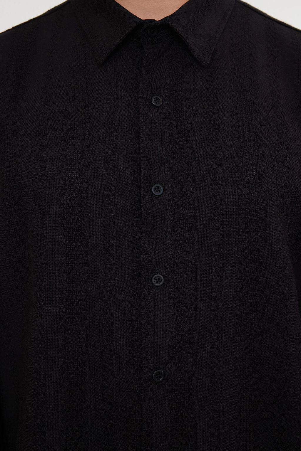 Siyah %100 Pamuk Dokulu Pamuklu Regular Fit K?sl?k Gomlek TMNAW25GO00008 - Trendyolmilla фото 5