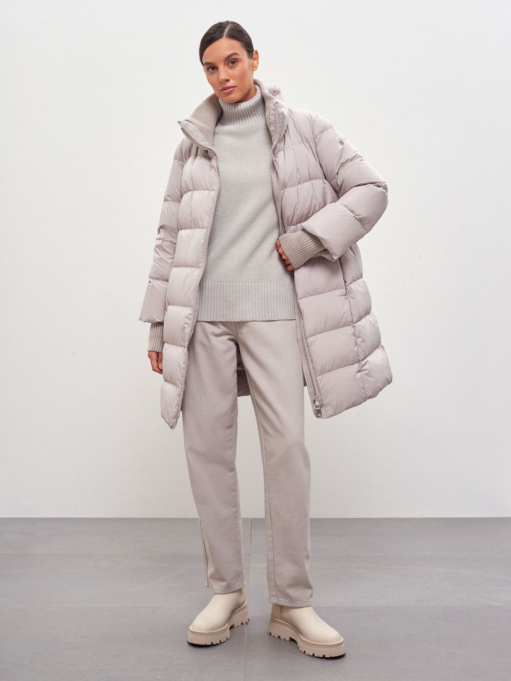 Conso/WDM 220509 - cold grey Пуховое Полупальто фото 5