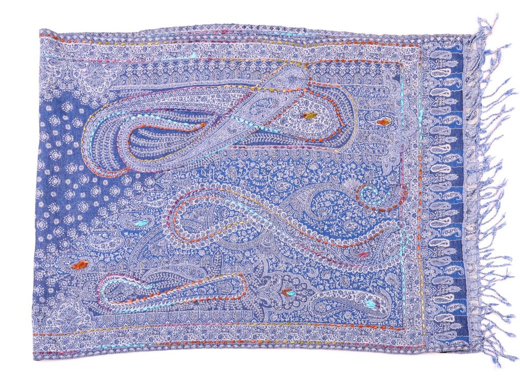 Палантин с вышивкой (шерсть вареная) № Тк906/133 - Ганг фото 2