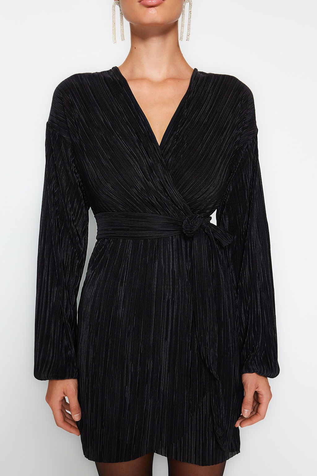 Siyah Kusakl? A-Kesim Astarl? Piliseli Orme K?sa S?k Abiye Gece Mezuniyet Elbisesi TPRAW24EL00108