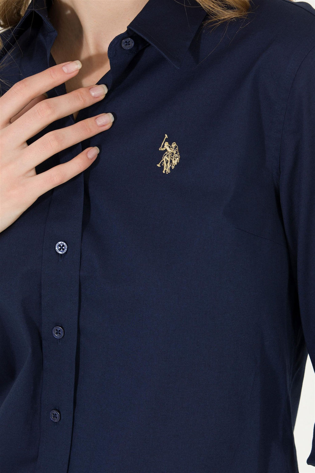 U. S. Polo Assn Женская базовая рубашка темно-синего цвета с длинным рукавом - U.s. polo assn фото 7