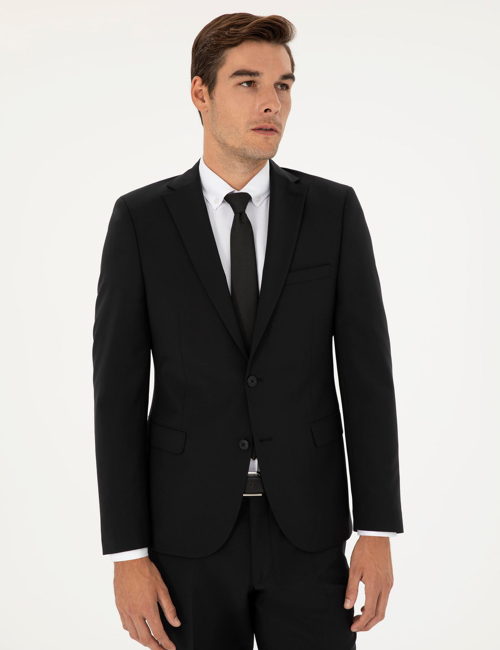 Siyah Slim Fit Y_nl_ Tak_m Elbise