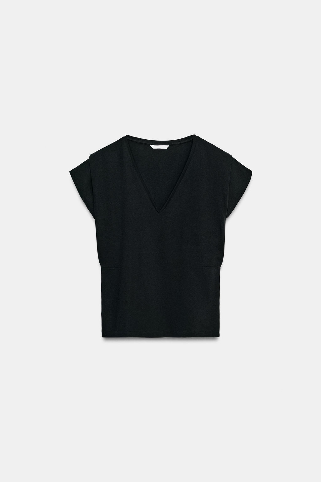 CAMISETA ESCOTE PICO ALGOD?N / Negro - Zara фото 5