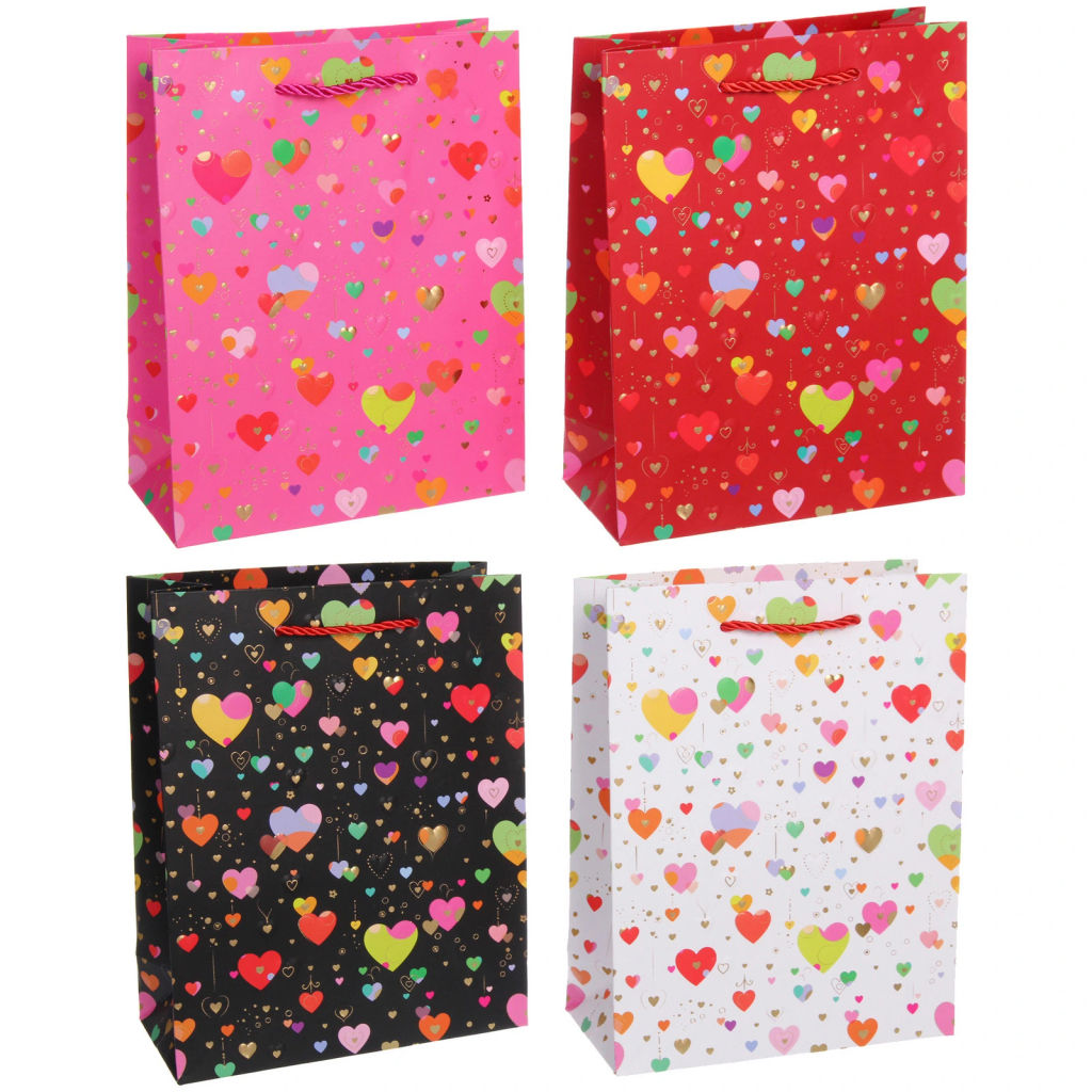 Пакет подарочный "Сердечки" 18*23*8 см
