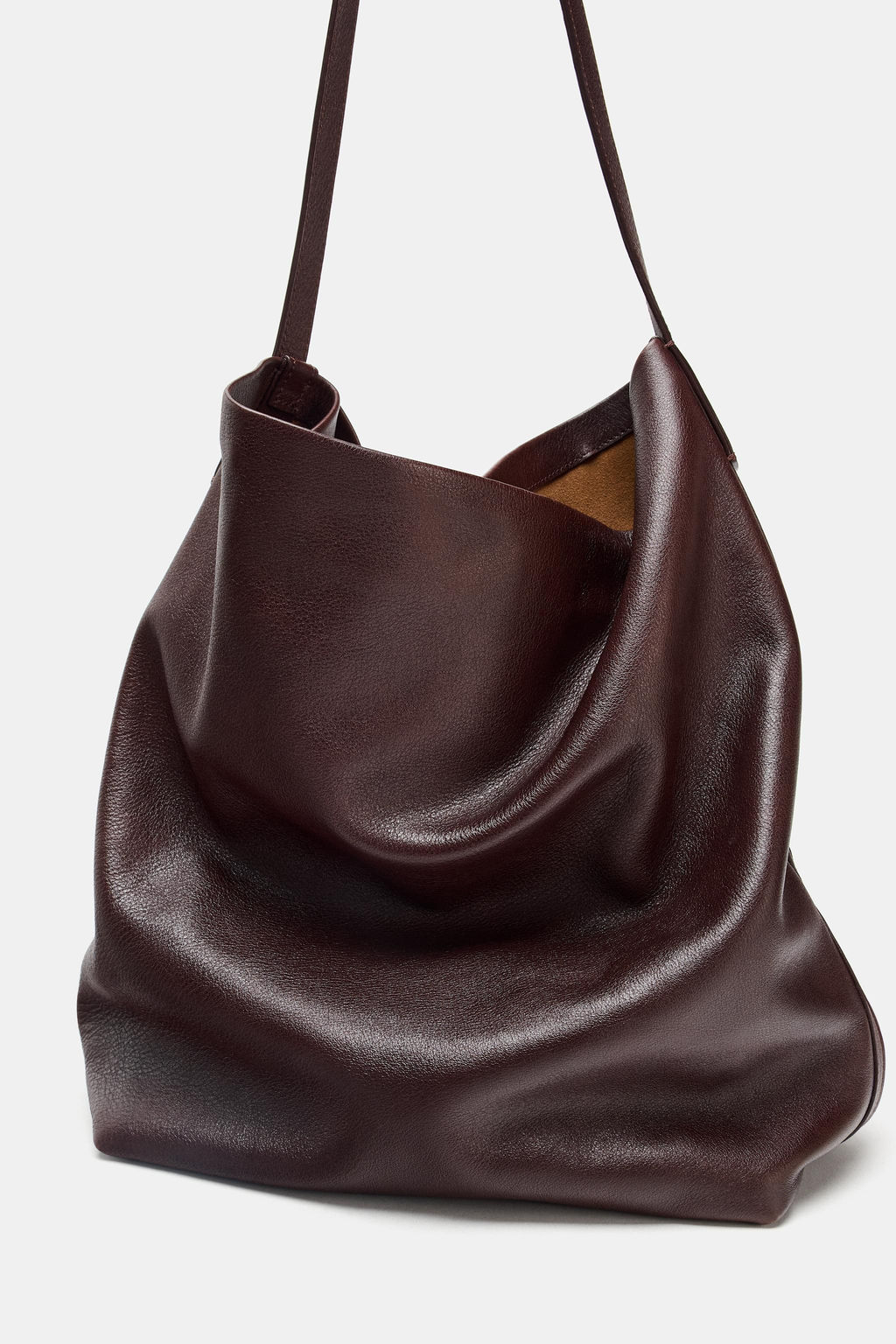 DOUBLE COMPARTMENT LEATHER BUCKET BAG - Zara фото 11