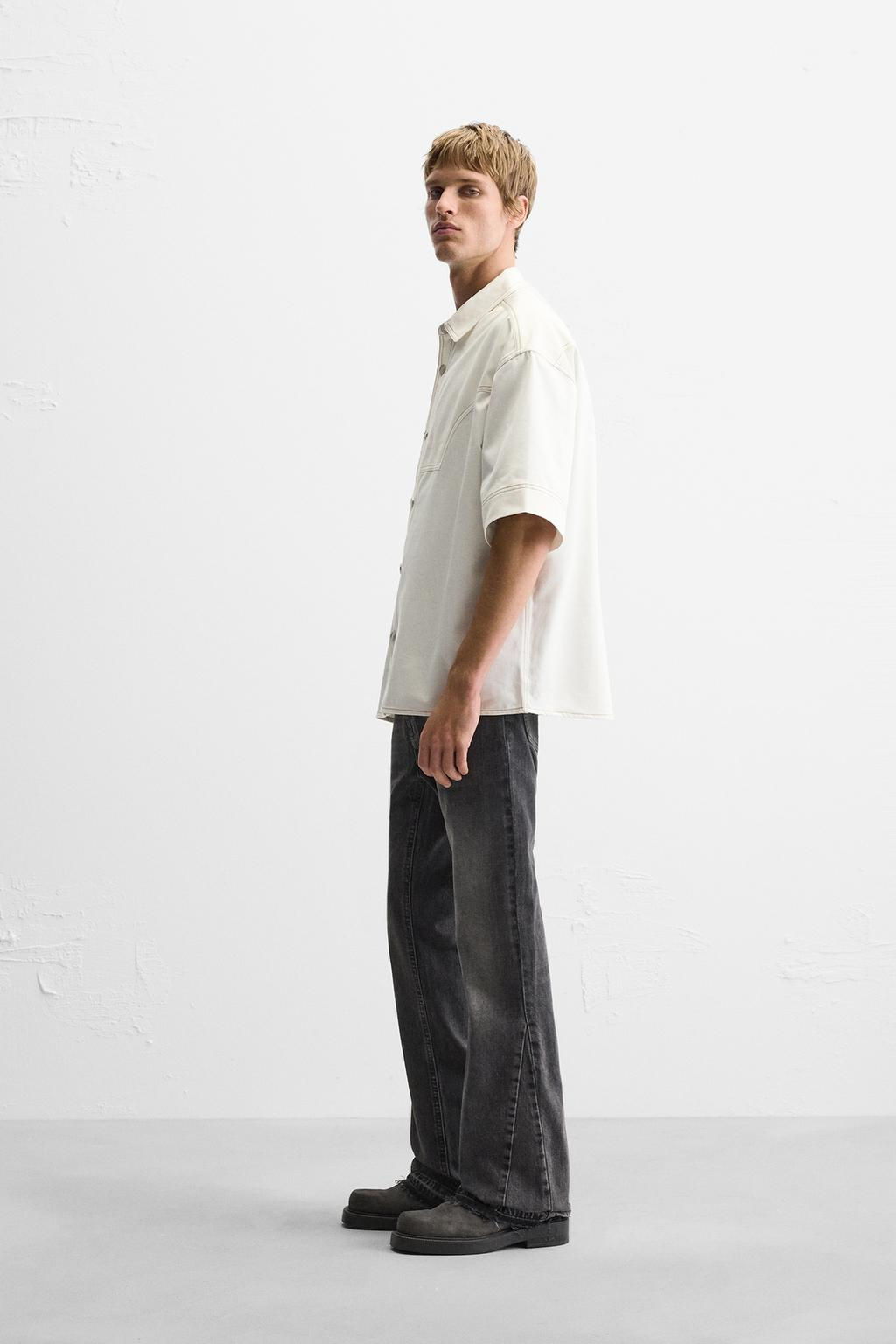COTTON - LYOCELL TOPSTITCH SHIRT - Zara фото 4