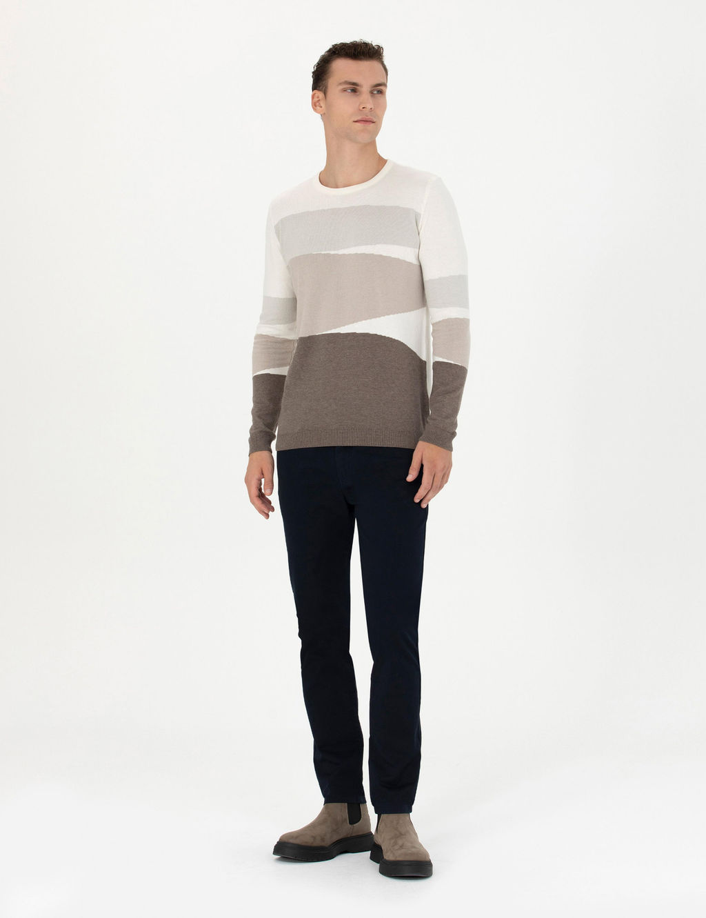 Lacivert Slim Fit Kanvas Pantolon