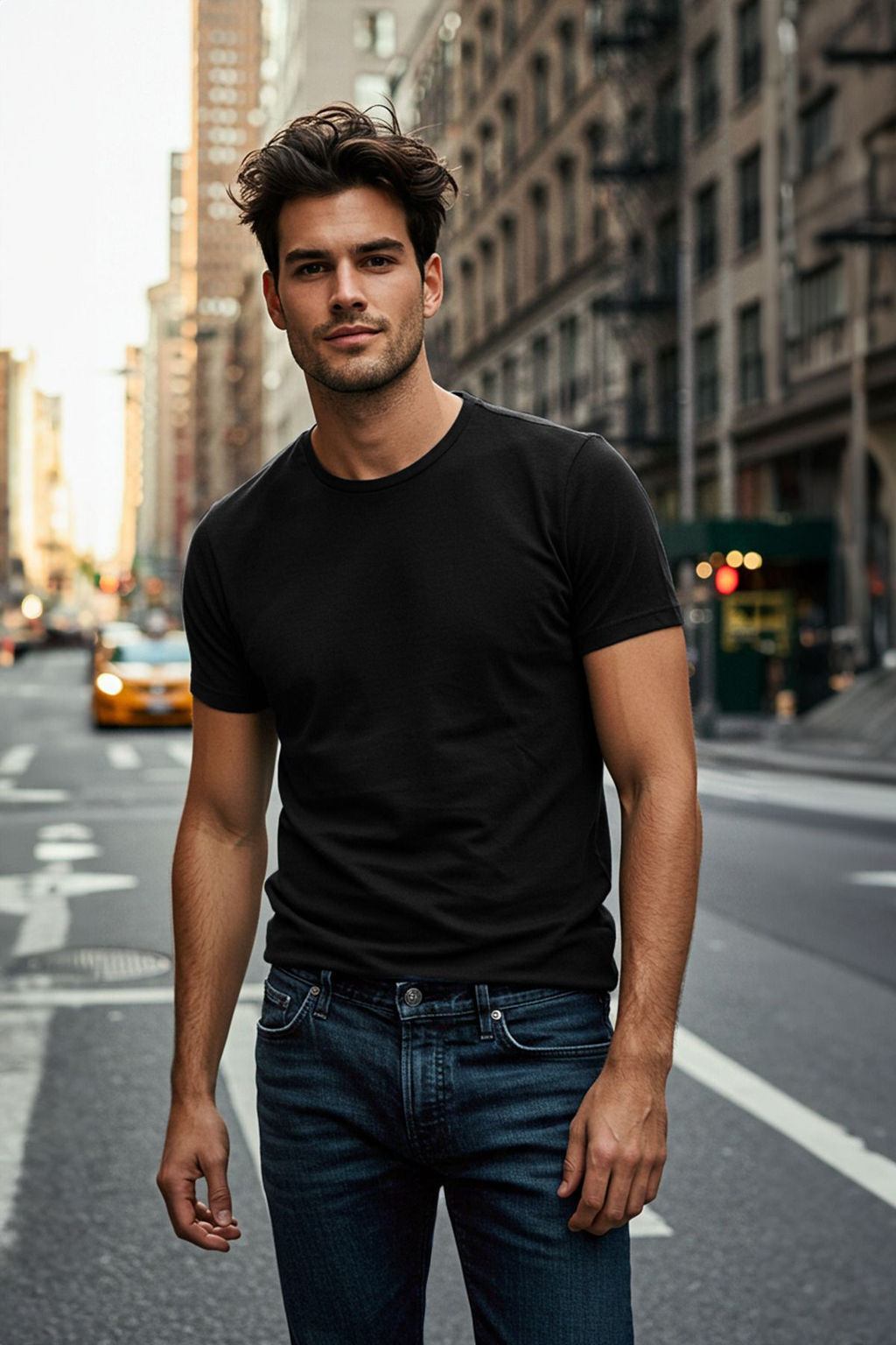 TRENDYOL MAN Siyah Basic %100 Pamuklu Regular/Normal Kesim Bisiklet Yaka T-Shirt TMNSS21TS0808