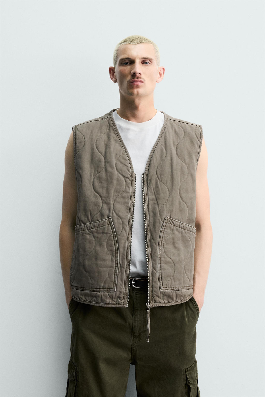 CHALECO LAVADO PESPUNTES / Khaki - Zara фото 2