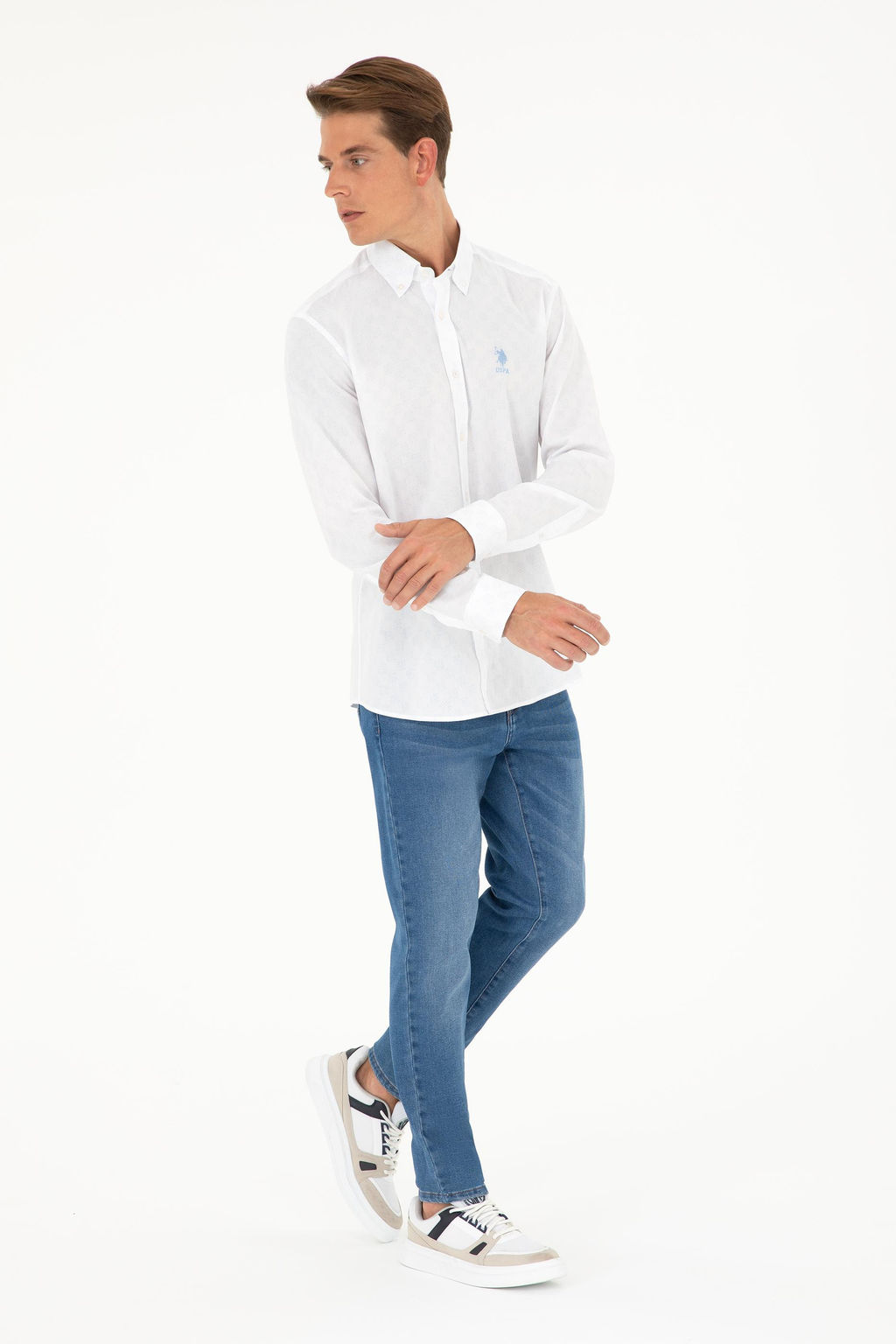 U. S. Polo Assn / Мужская голубая рубашка с длинным рукавом - U.s. polo assn фото 11