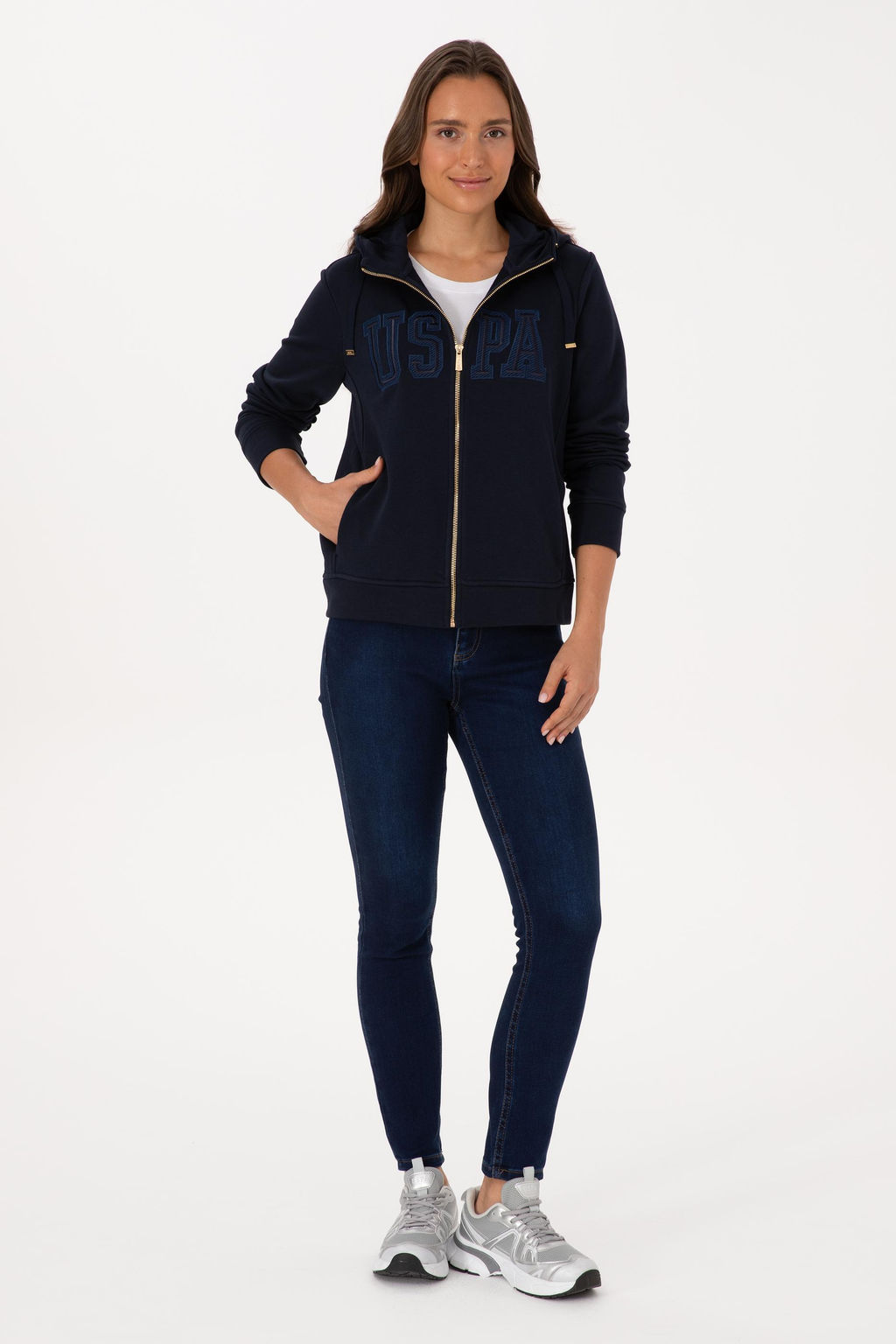 Kad_n Lacivert Basic Sweatshirt Sepette S_rpriz _ndirim - U.s. polo assn фото 4