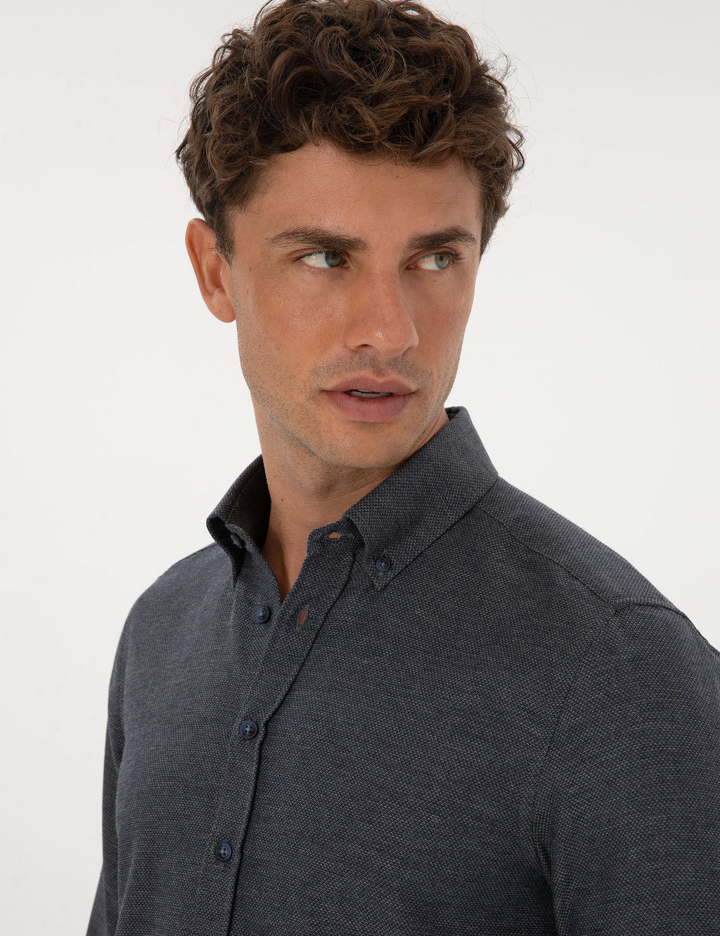 Lacivert Slim Fit Uzun Kollu G_mlek