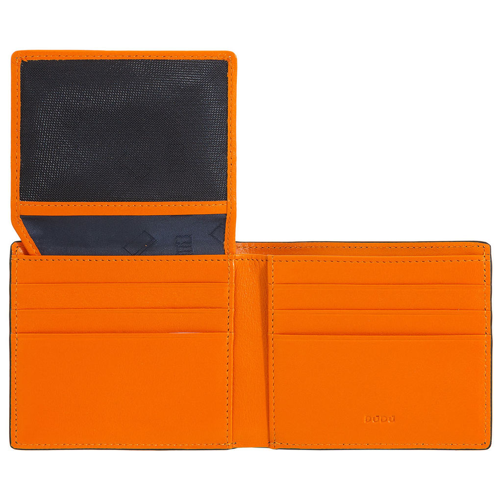 Итальянский мужской кошелек DuDu серии Plinio | черно-оранжевый - Dudubags фото 4