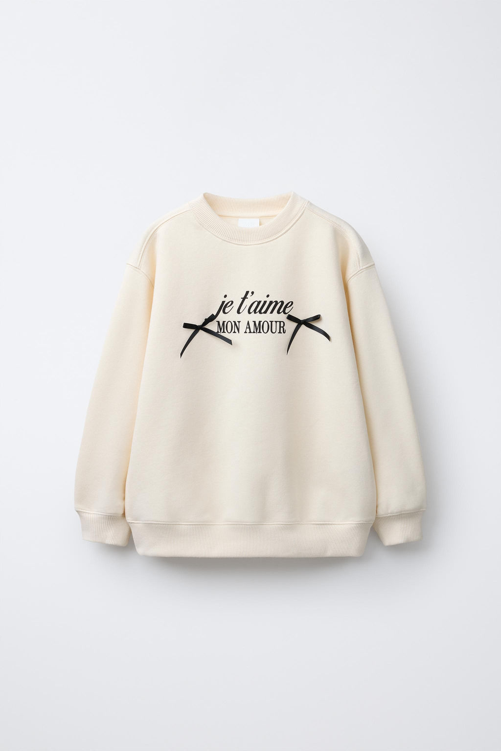 SLOGAN AND BOW PRINT SWEATSHIRT
