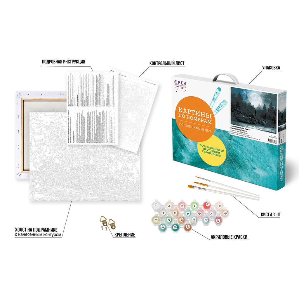 ФРЕЯ PNB/PL-092 Набор для раскрашивания по номерам 50 х 40 см Таинственная луна фото 3