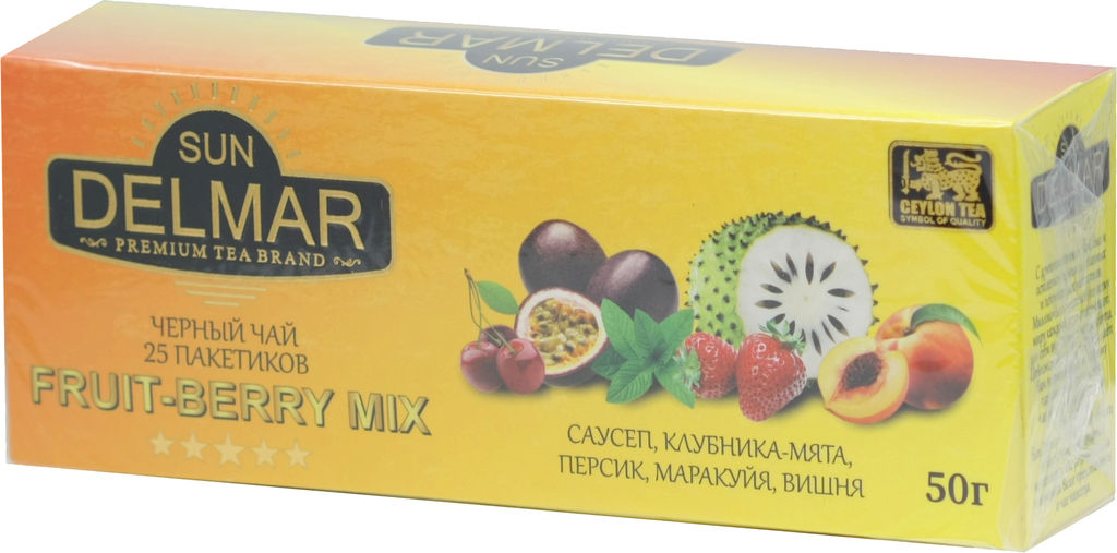 Sun Delmar. Черный. Фруктово-ягодное ассорти карт.упаковка, 25 пак.