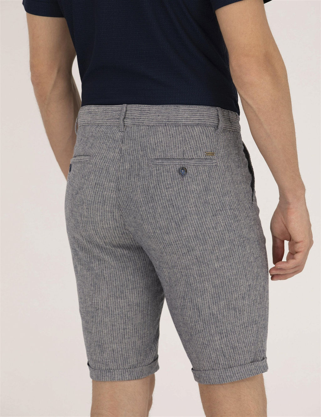 A__k Lacivert Slim Fit Keten Kar___ml_ Beli Lastikli _ort - Pierre cardin фото 7