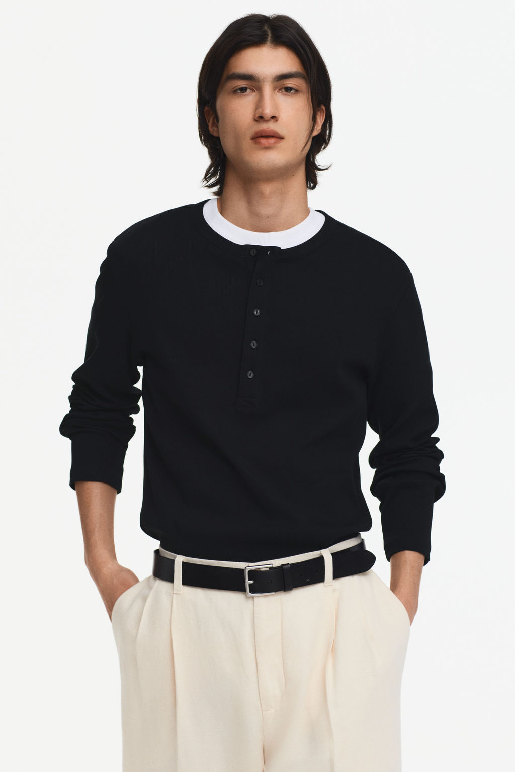 Camiseta de canal? con cuello panadero Slim Fit - H&m фото 4