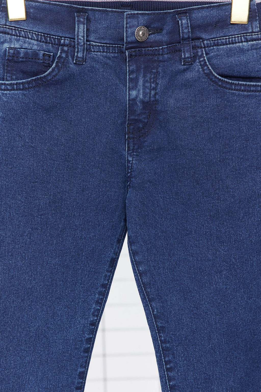 Koyu Mavi K?z Cocuk Esnek Straight Lastikli Denim Pantolon Jean TKDSS24PL00013 - Trendyolmilla фото 7
