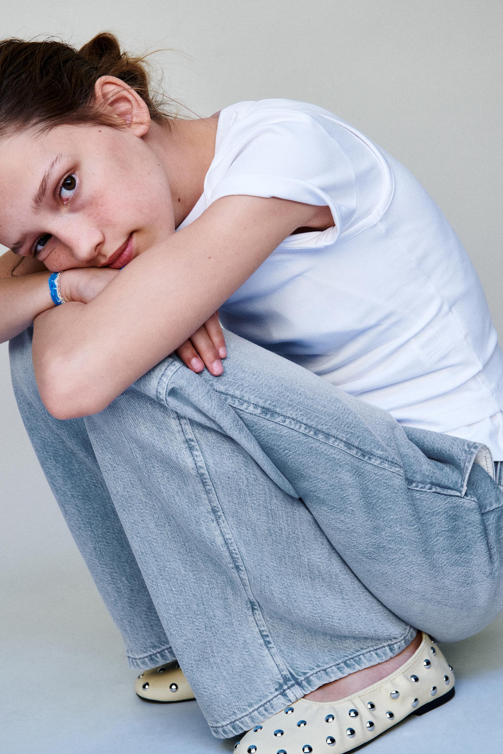 JEANS WIDE LEG CORDONES / Azul claro - Zara фото 6