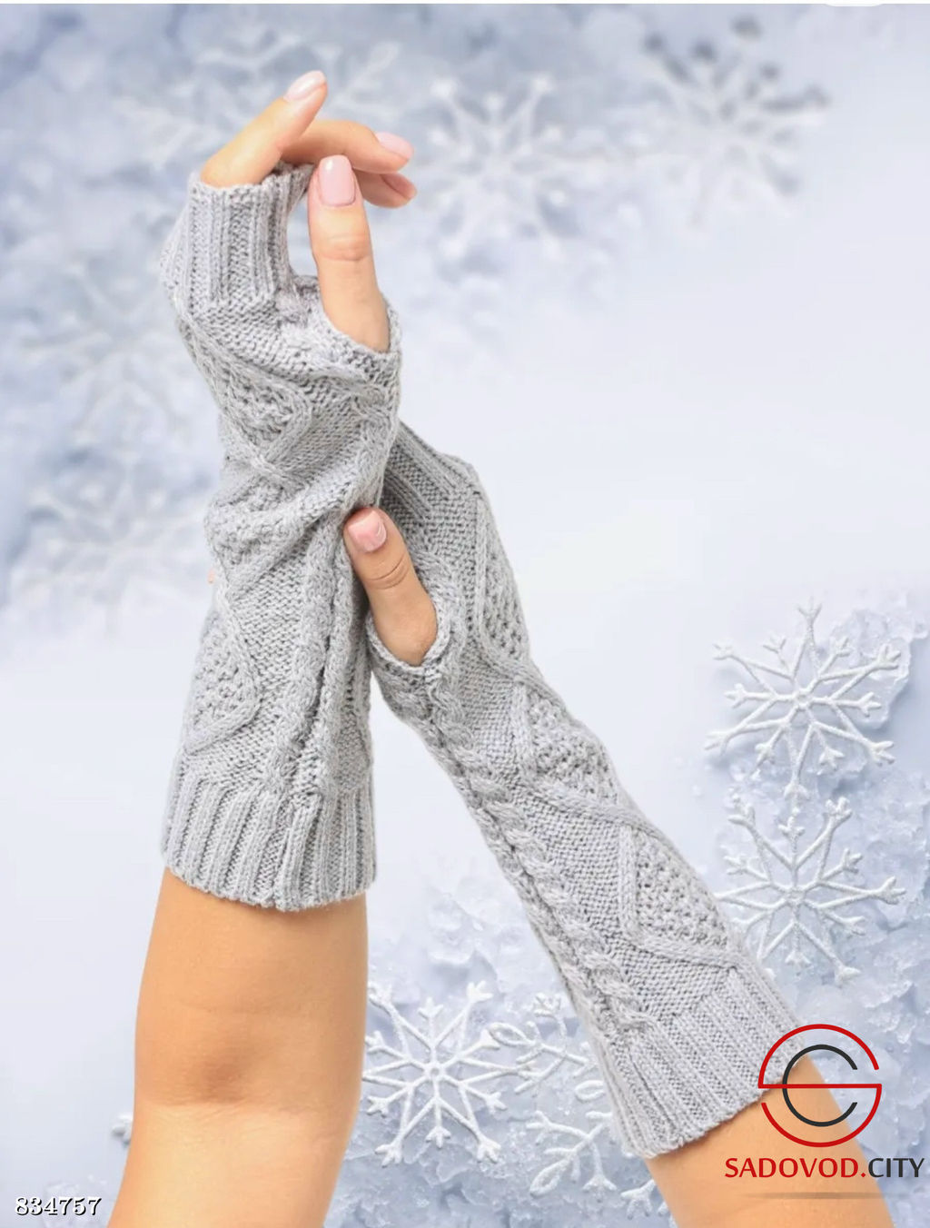 Женские вязаные перчатки без пальцев - Bruno фото 4