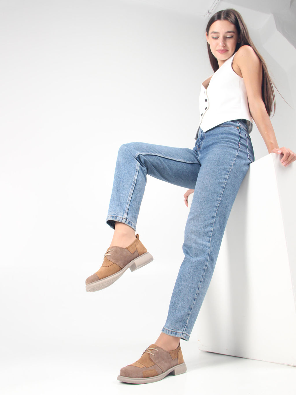 Полуботинки туфли EDART 205.патриция ka. серо-корич светло-коричневая замша фото 5