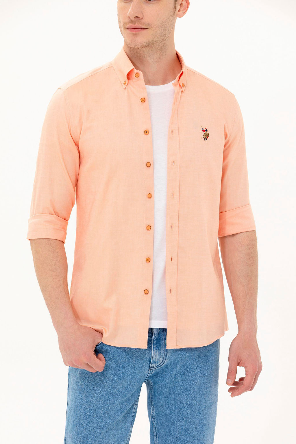 Рубашка мужская оранжевая Uzunkol Basic - U.s. polo assn фото 6
