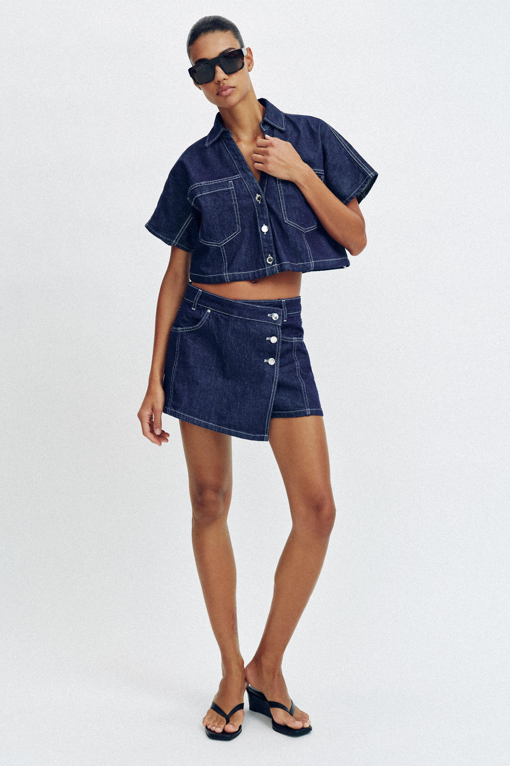 FALDA PANTAL?N Z1975 DENIM CRUZADA / Azul
