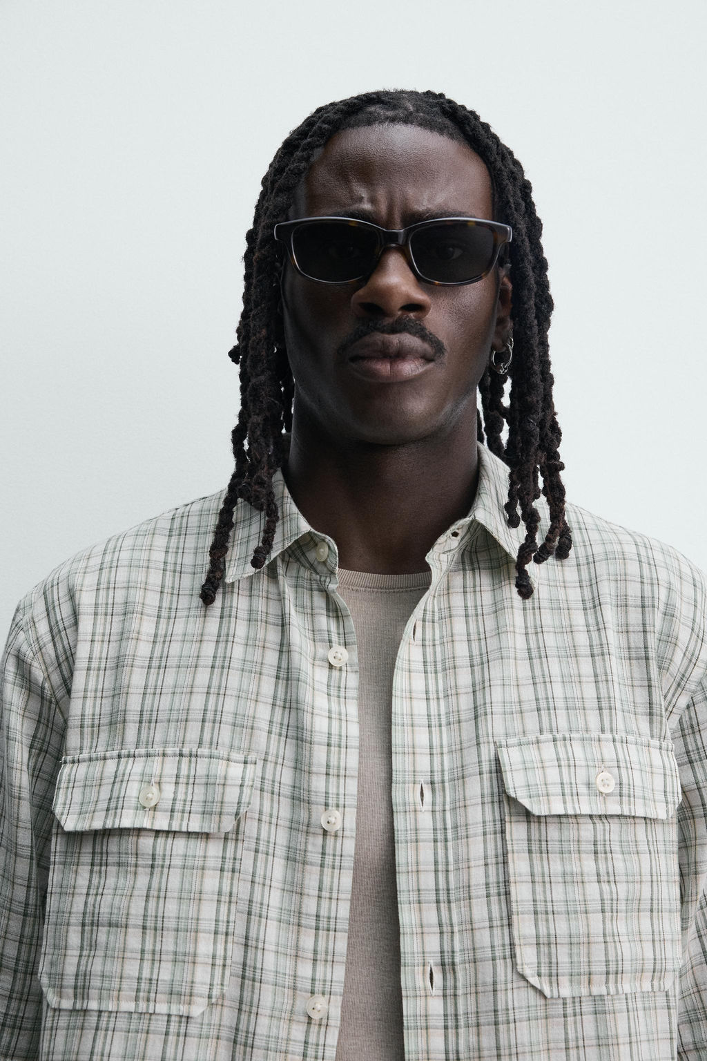 CAMISA RELAXED FIT CUADROS / verde lavado