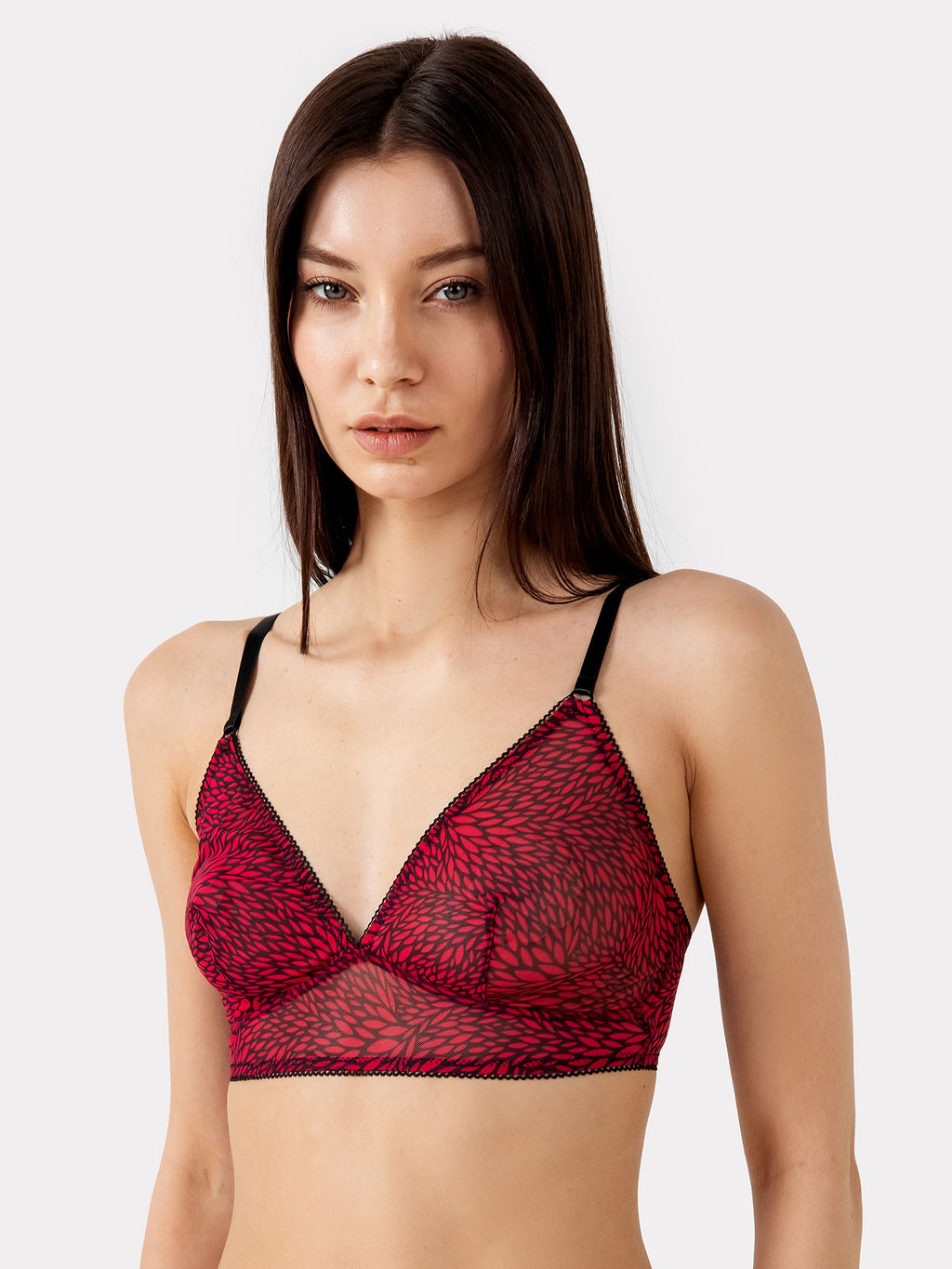 Бюстгальтер женский в красном цвете с принтом абстракция абстракция на красном 512421