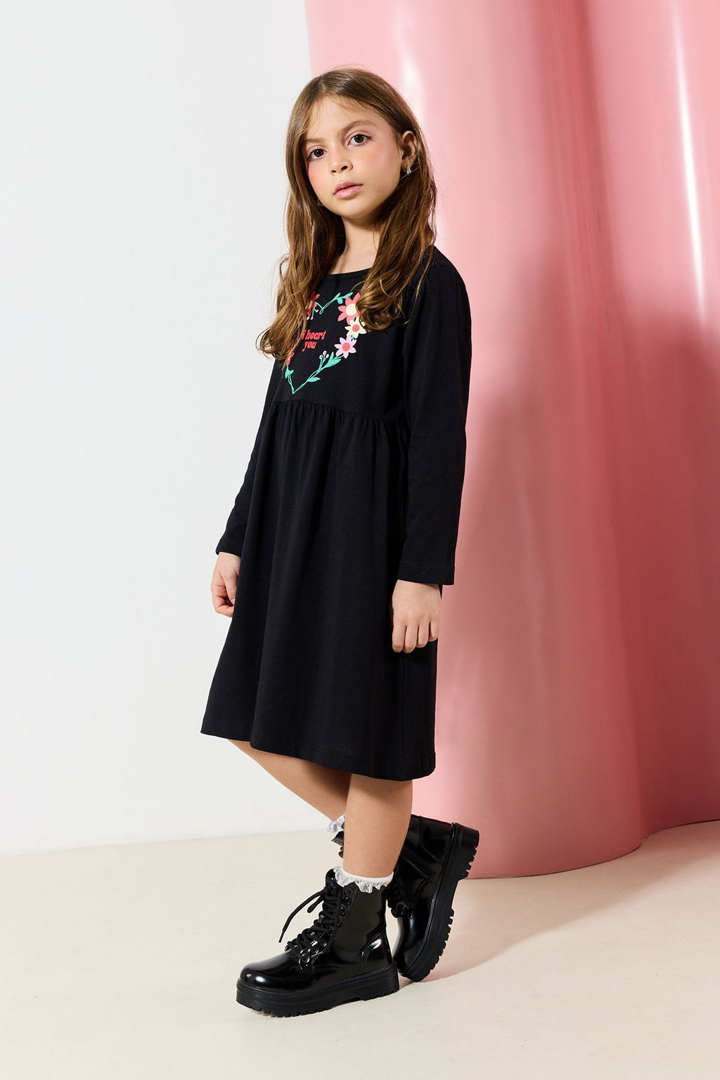 Pembe K?z Cocuk Midi Kurdele Desenli Pamuklu Orme Elbise TKDAW25EL00008 - Trendyolmilla фото 13