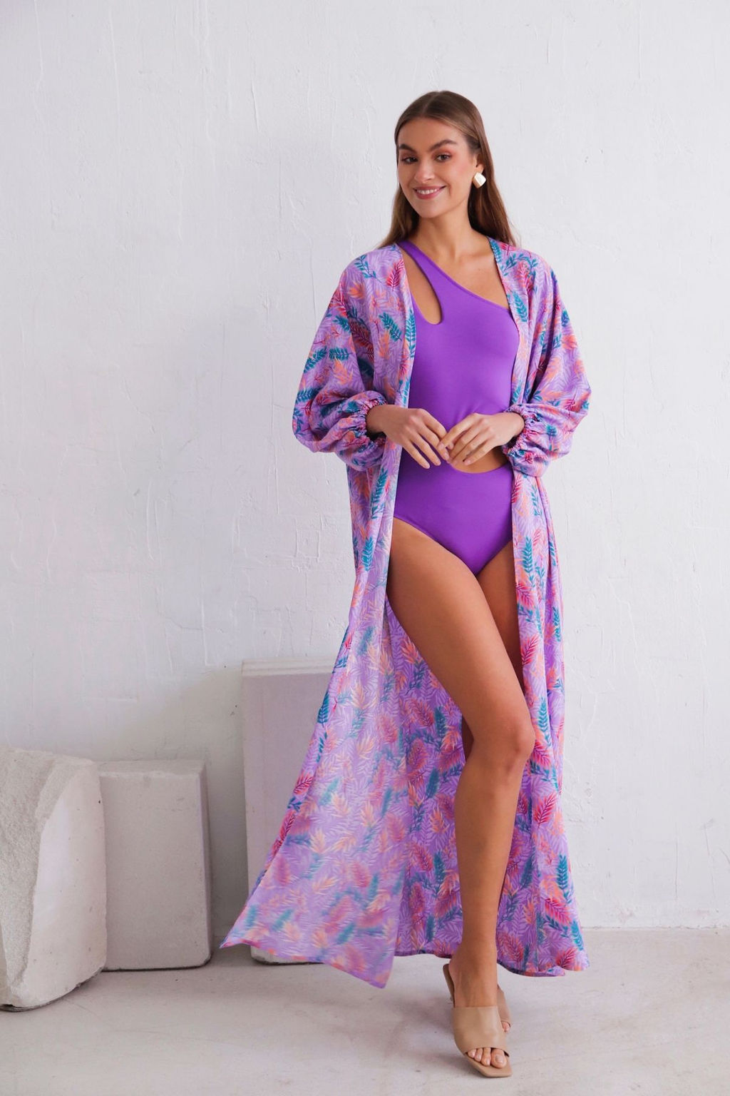 10962 Кимоно длинное сиреневое с принтом - Martichelli фото 7