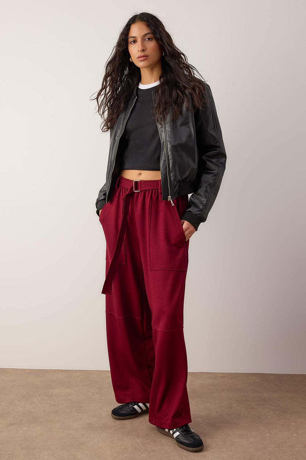 Bordo Wideleg/Genis Kal?p Orme Pantolon TWOAW26PL00141 - Trendyolmilla фото 2