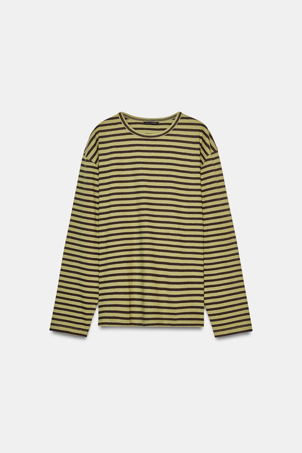 STRIPED COTTON AND LINEN T-SHIRT - Zara фото 16