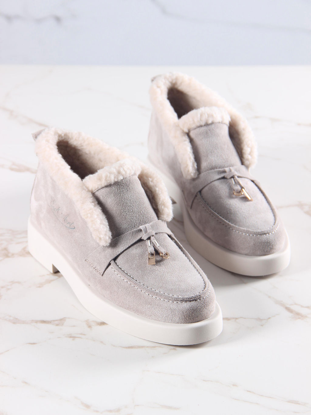 Ботинки 306.1593be.Каменный замша/шерсть