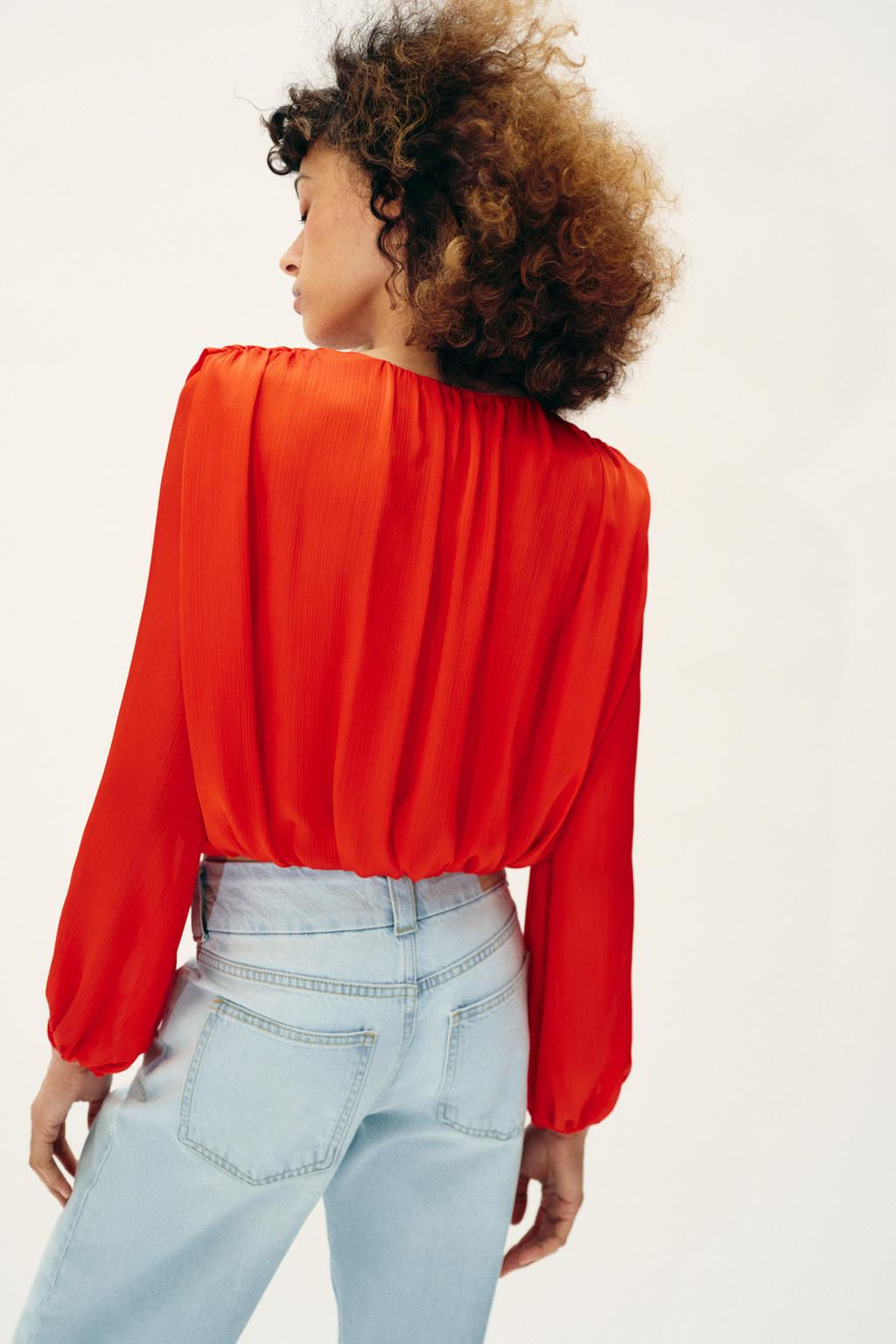 SATIN BALLOON BLOUSE - Zara фото 4