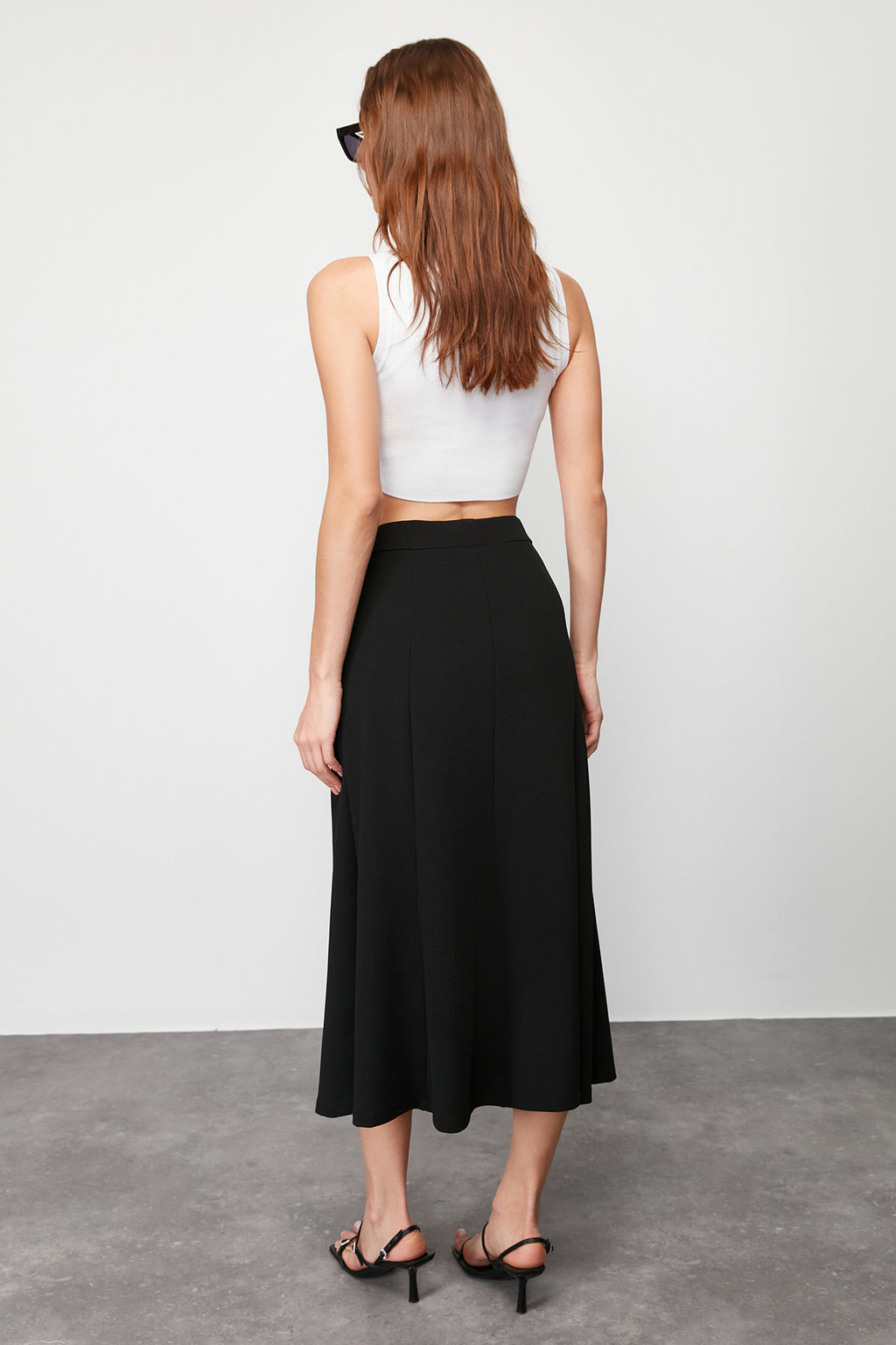 Trendyolmilla Siyah Klos Maxi Esnek Orme Etek TWOSS24ET00156 фото 10