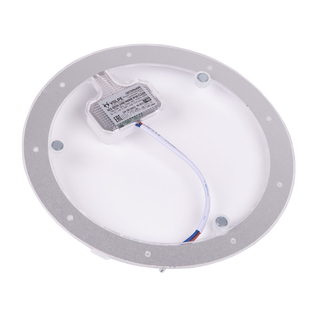 ULE-Q930-24W/4000K IP40 CLEAR Светильник-модуль светодиодный с драйвером, 220В, диаметр 195мм. Белый свет (4000K). Угол 180градусов. TM Volpe