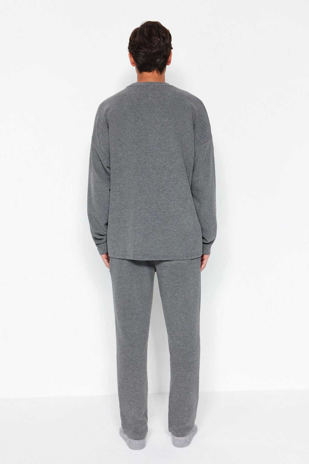 TRENDYOL MAN Antrasit Regular Fit Ottoman Orme Pijama talk?m? TMNAW24PT00053 - Trendyolmilla фото 4
