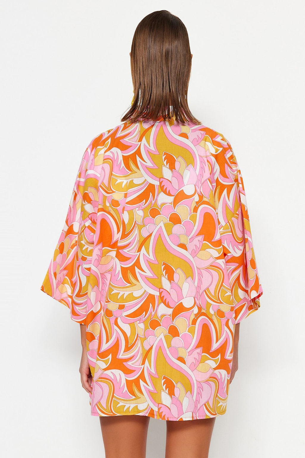 Soyut Desenli Dokuma %100 Pamuk Plaj Kimono&Kaftan TBESS23KM00040 - Trendyolmilla фото 4