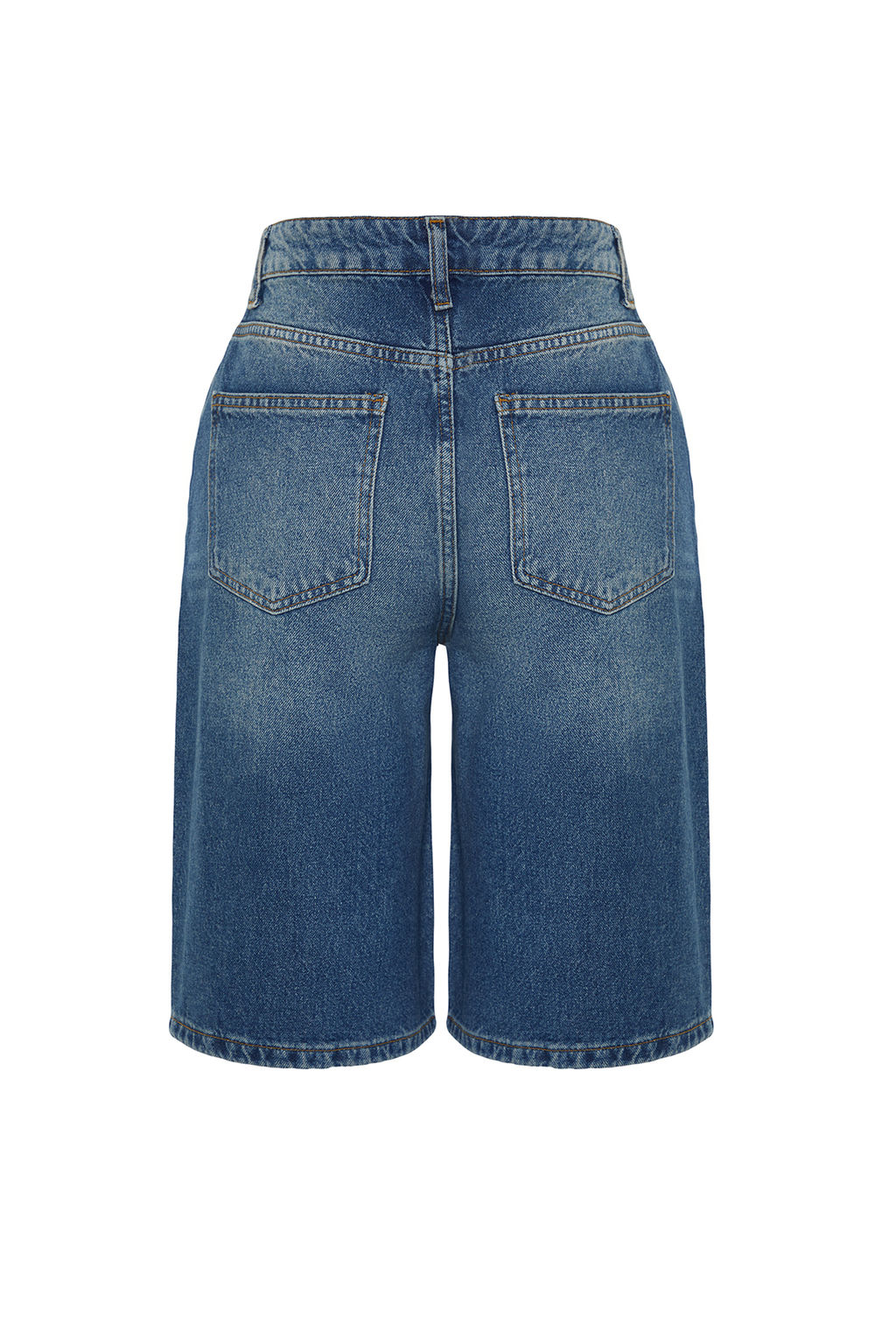 TRENDYOLMILLA Mavi Yuksek Bel Denim Bermuda TWOSS24SR00007  фото 15